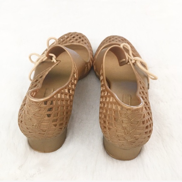 Gold Melissa Waffle Weave Jelly Sandals Shoes - Picture 4 of 8